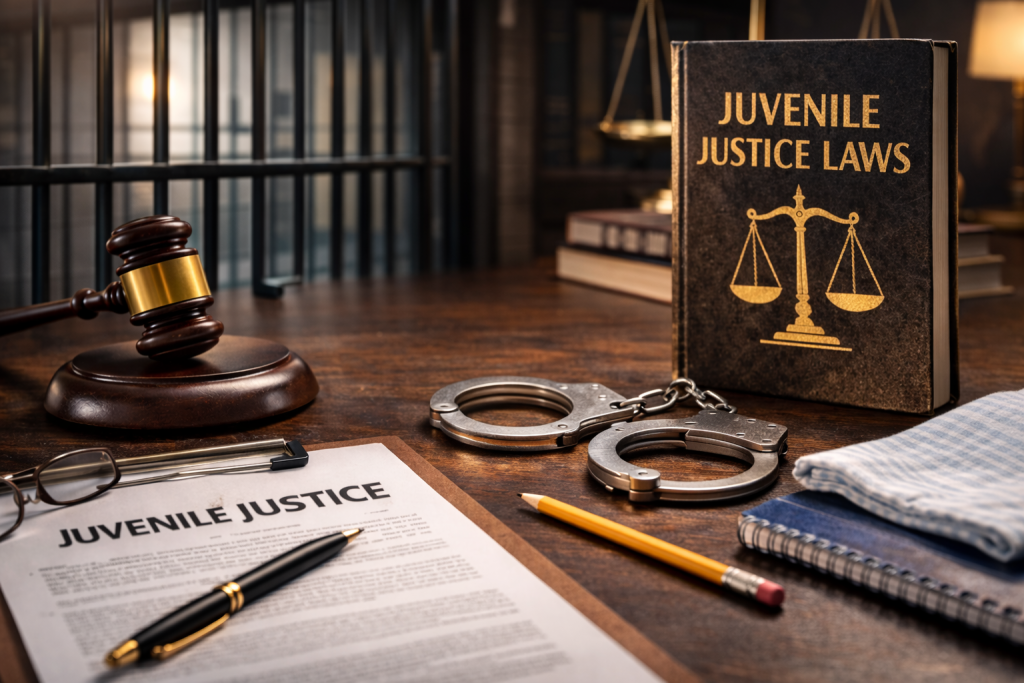 generate a realstick image on Juvenile Justice Laws topic without humand and contnt